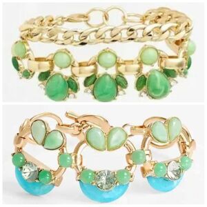 Nordstrom Lee Angel  Capri Cabochon Frontal Bracelet Green Turq Set 2 NWT 100